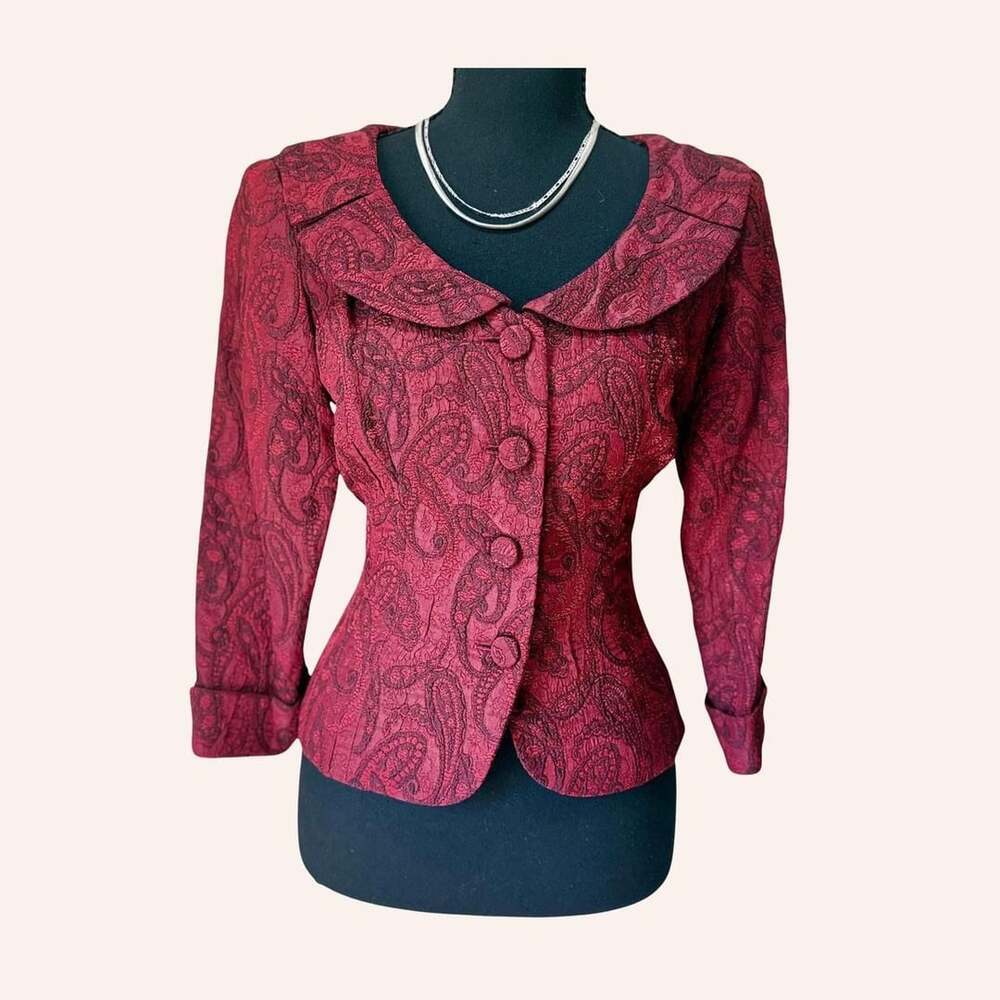 halloween vampire victorian witch red gothic paisley jacket size 4